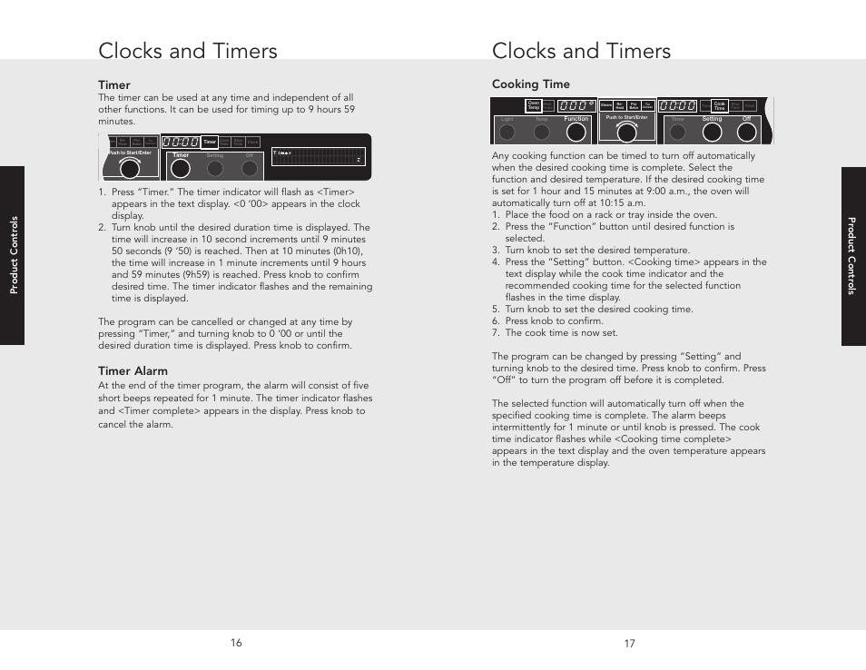 Clocks and timers, Cooking time, Timer | Timer alarm | Viking VESO J690.150 User Manual | Page 11 / 24