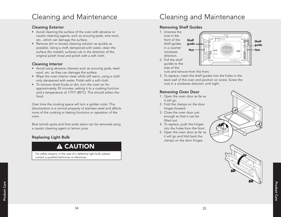 Cleaning and maintenance, Caution | Viking VESO J690.150 User Manual | Page 20 / 24