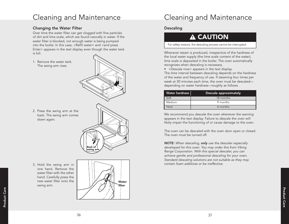 Cleaning and maintenance, Caution | Viking VESO J690.150 User Manual | Page 21 / 24