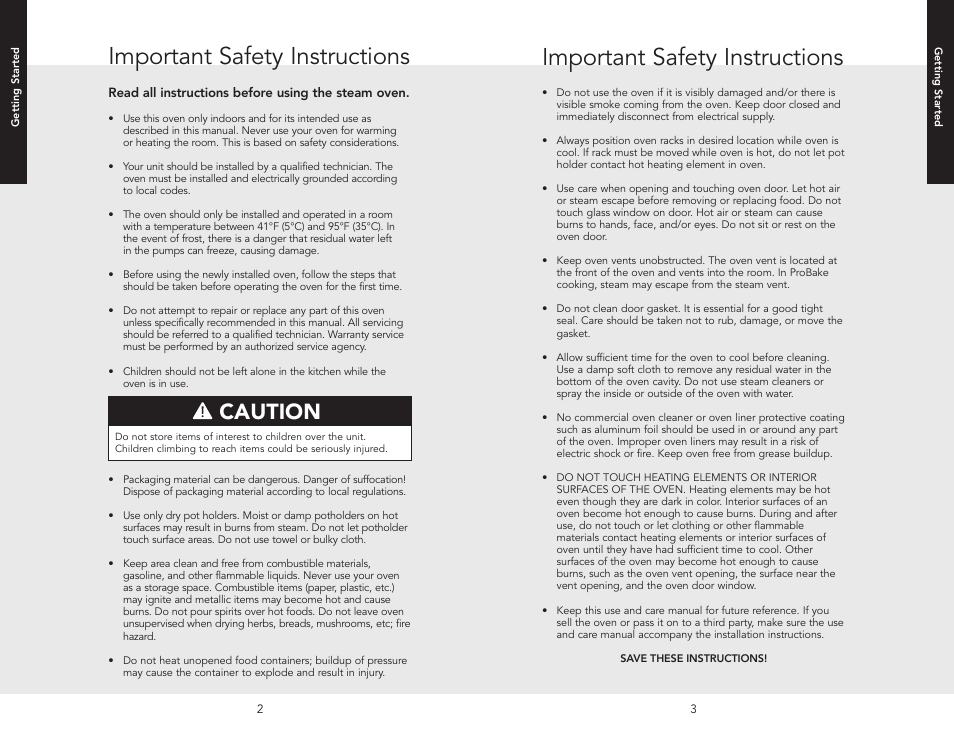 Important safety instructions, Caution | Viking VESO J690.150 User Manual | Page 4 / 24