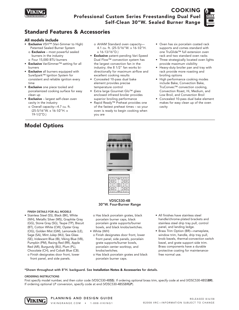 Viking VDSC530-4B User Manual | 6 pages