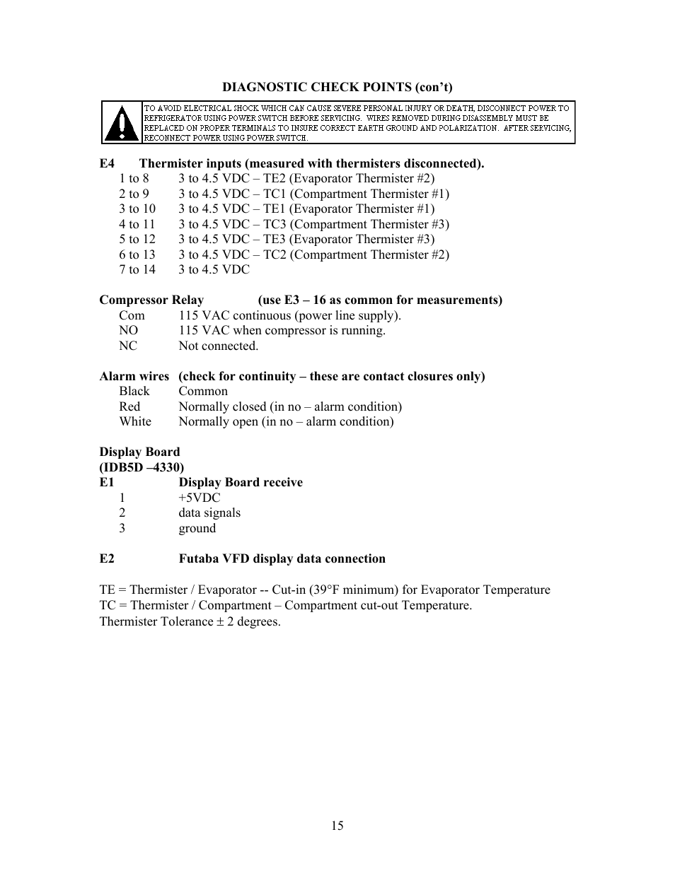 Display board, E2futaba vfd display data connection | Viking VCWB300 User Manual | Page 14 / 24