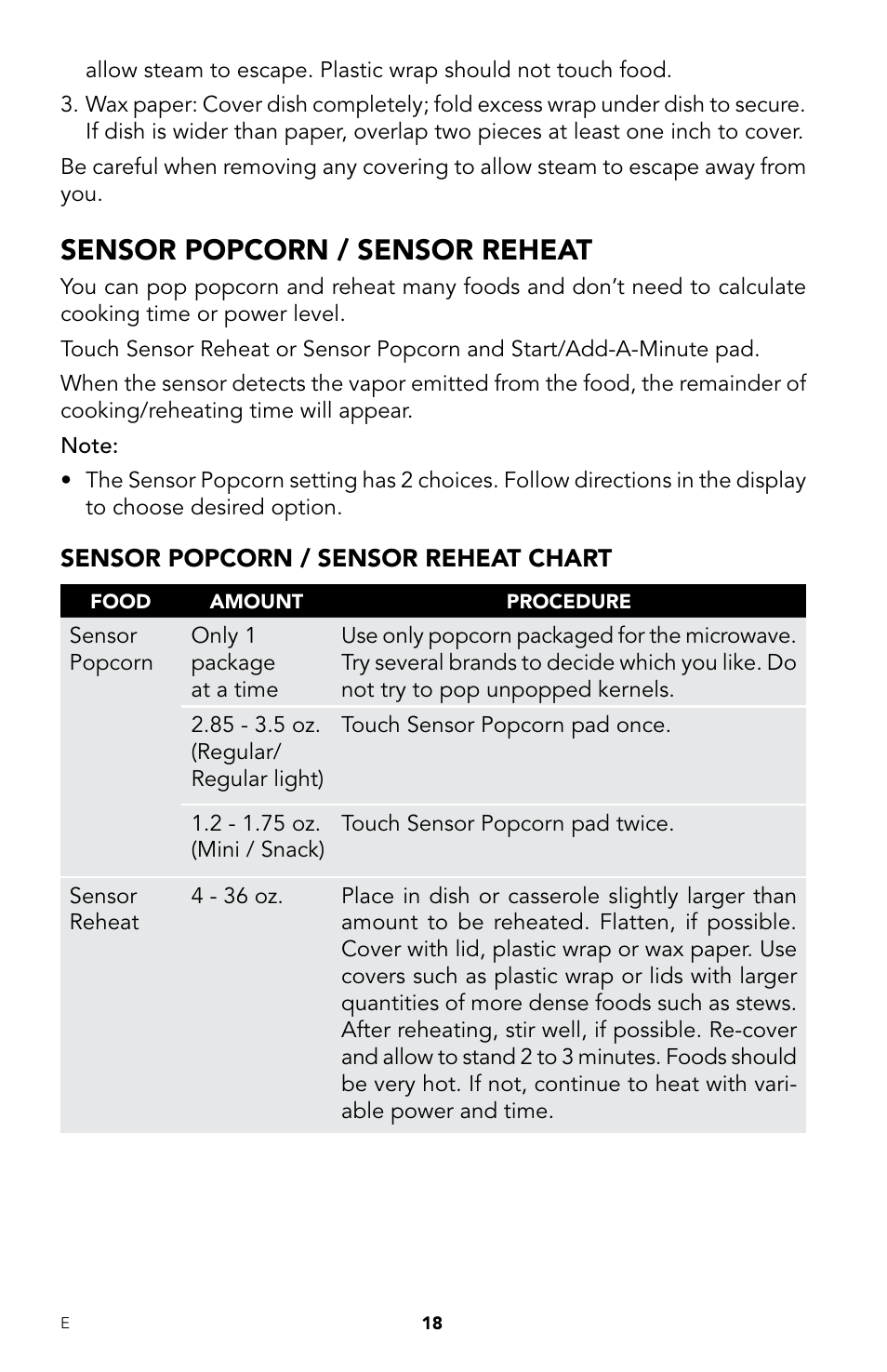 Sensor popcorn / sensor reheat | Viking DrawerMicro Drawer Micro Oven User Manual | Page 20 / 108