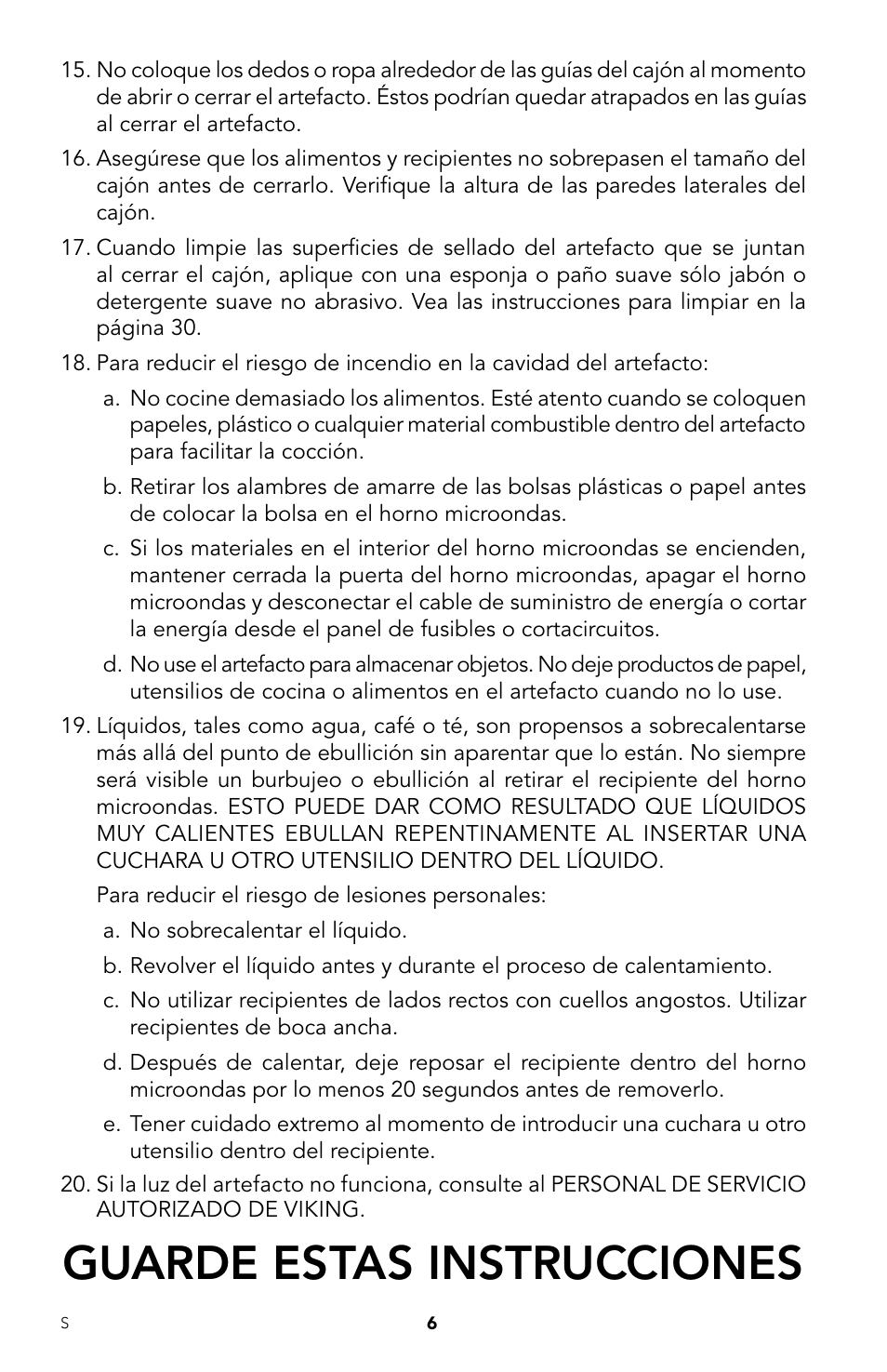 Guarde estas instrucciones | Viking DrawerMicro Drawer Micro Oven User Manual | Page 40 / 108