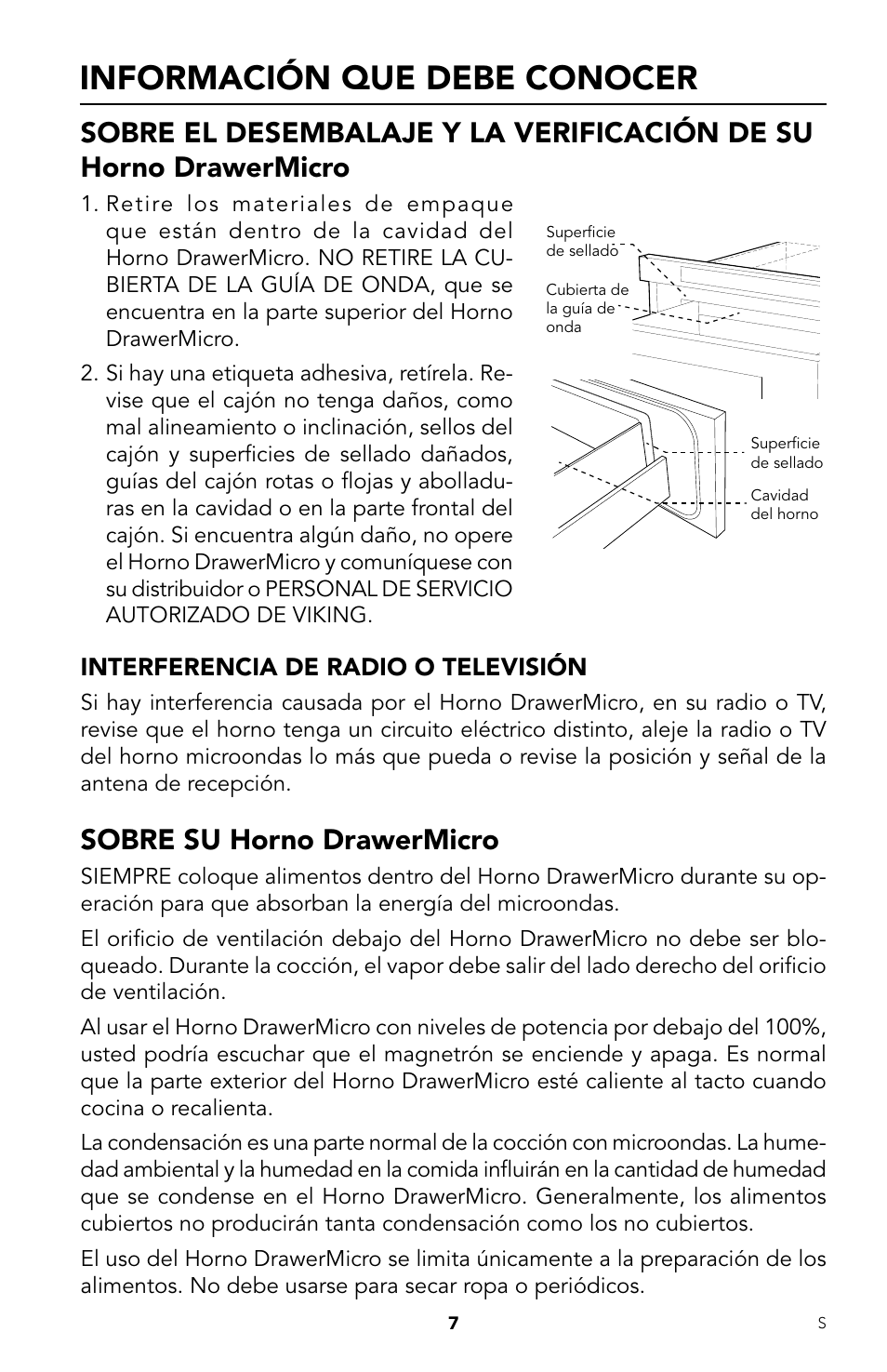 Información que debe conocer, Sobre su horno drawermicro | Viking DrawerMicro Drawer Micro Oven User Manual | Page 41 / 108