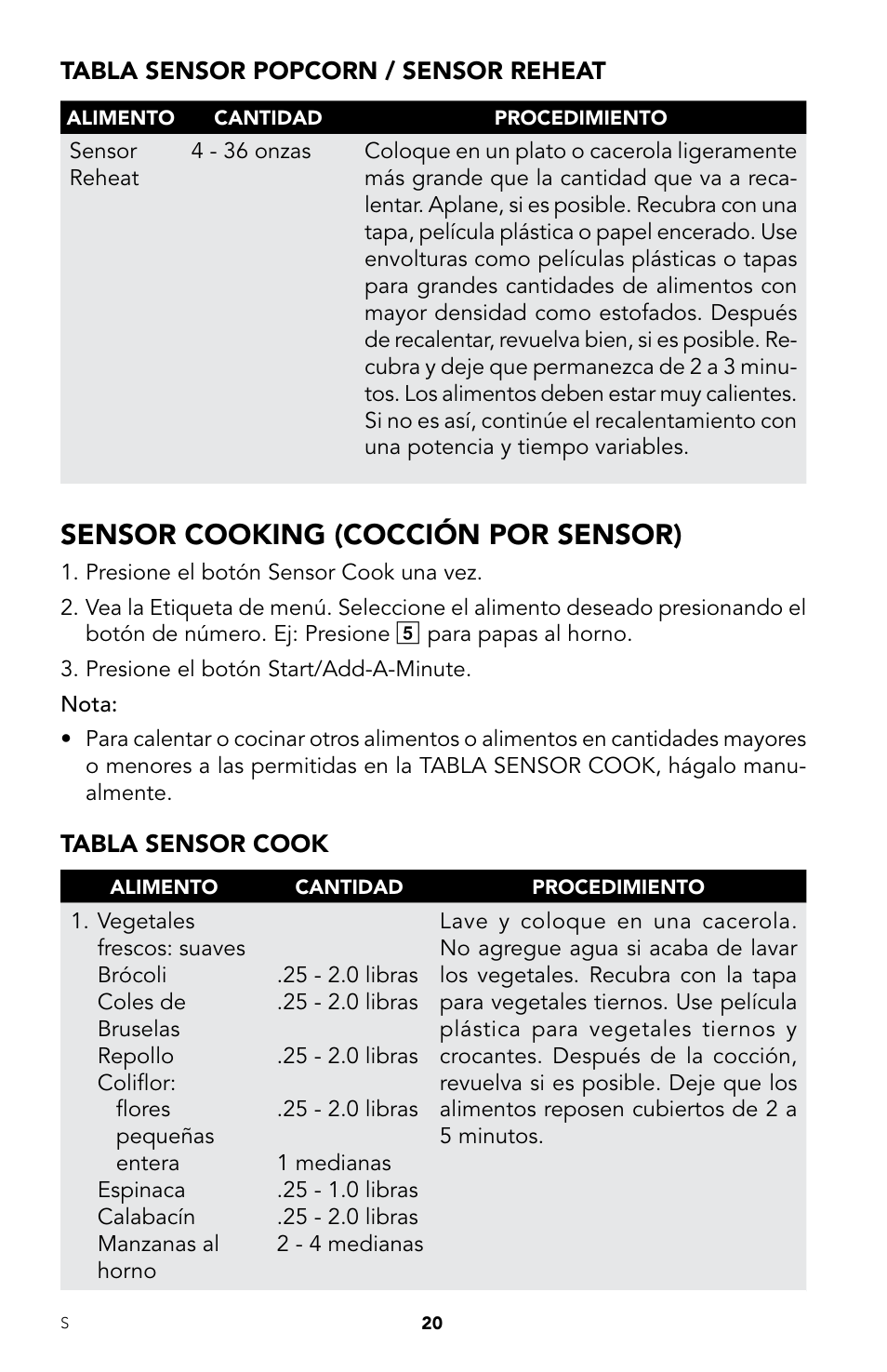 Sensor cooking (cocción por sensor) | Viking DrawerMicro Drawer Micro Oven User Manual | Page 54 / 108