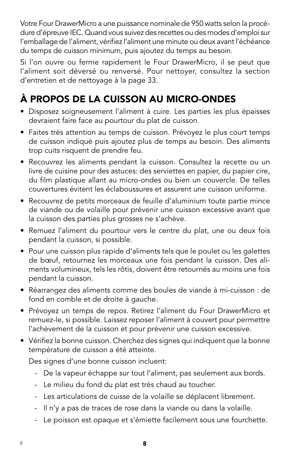 À propos de la cuisson au micro-ondes | Viking DrawerMicro Drawer Micro Oven User Manual | Page 76 / 108