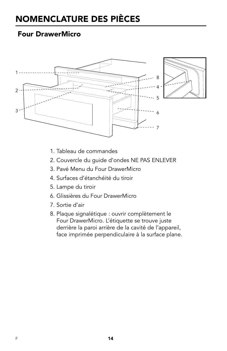 Nomenclature des pièces, Four drawermicro | Viking DrawerMicro Drawer Micro Oven User Manual | Page 82 / 108
