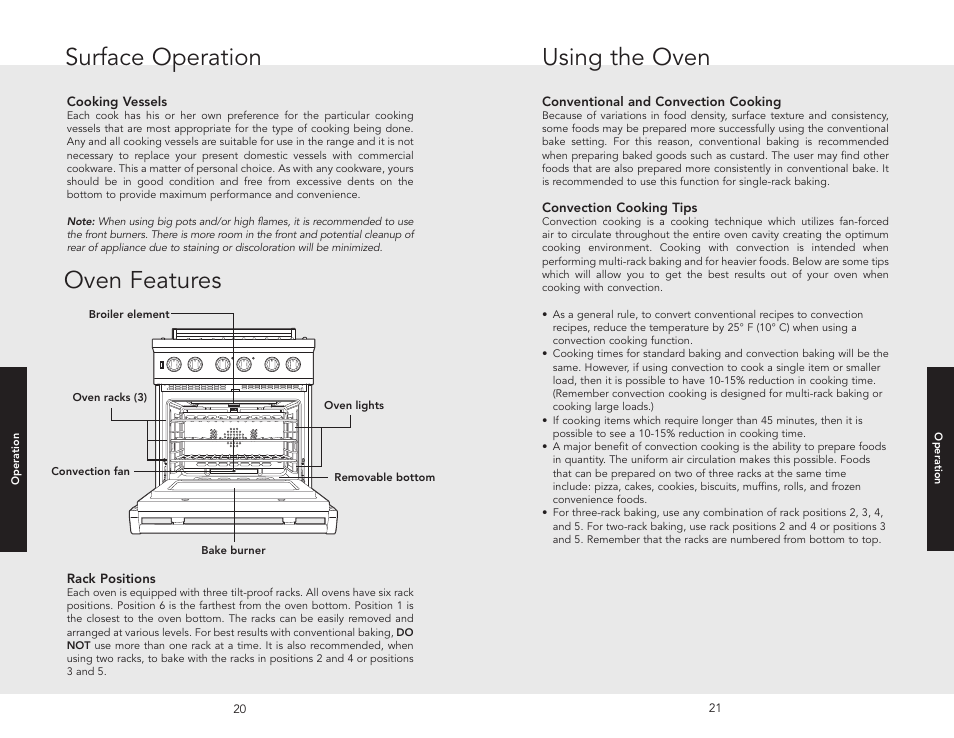 Using the oven, Oven features surface operation | Viking F20512 User Manual | Page 11 / 24