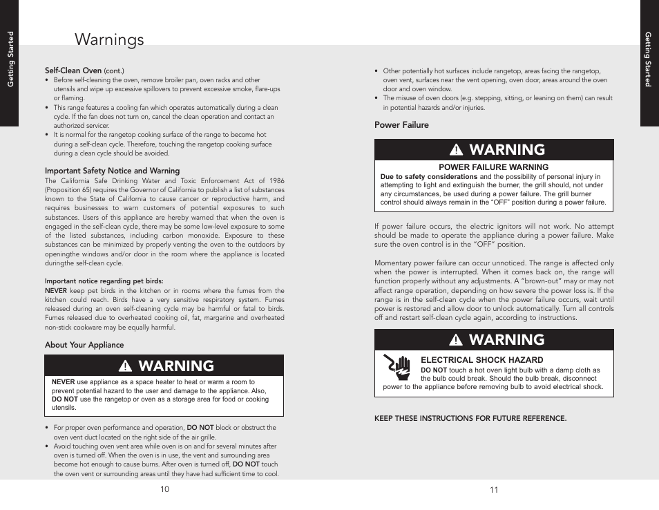 Warnings, Warning | Viking F20512 User Manual | Page 6 / 24