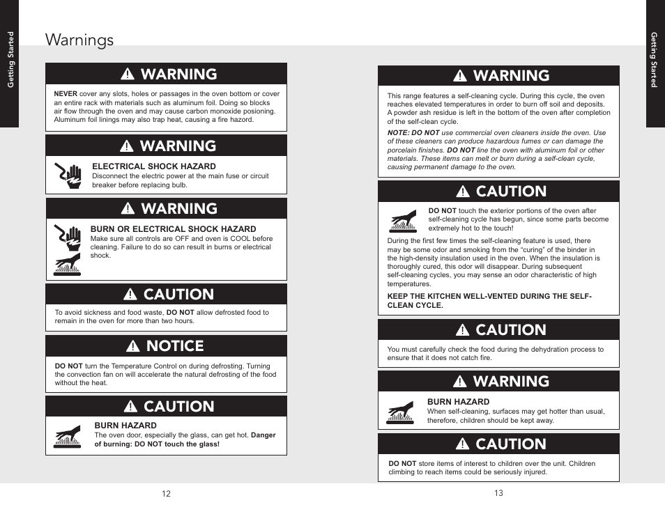 Warnings, Caution, Warning | Warning caution, Notice | Viking F20512 User Manual | Page 7 / 24