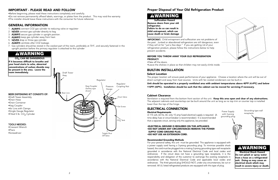 Built-in installation, Electrical connection, General information | Viking VRBD/VUBD 24" W User Manual | Page 2 / 9