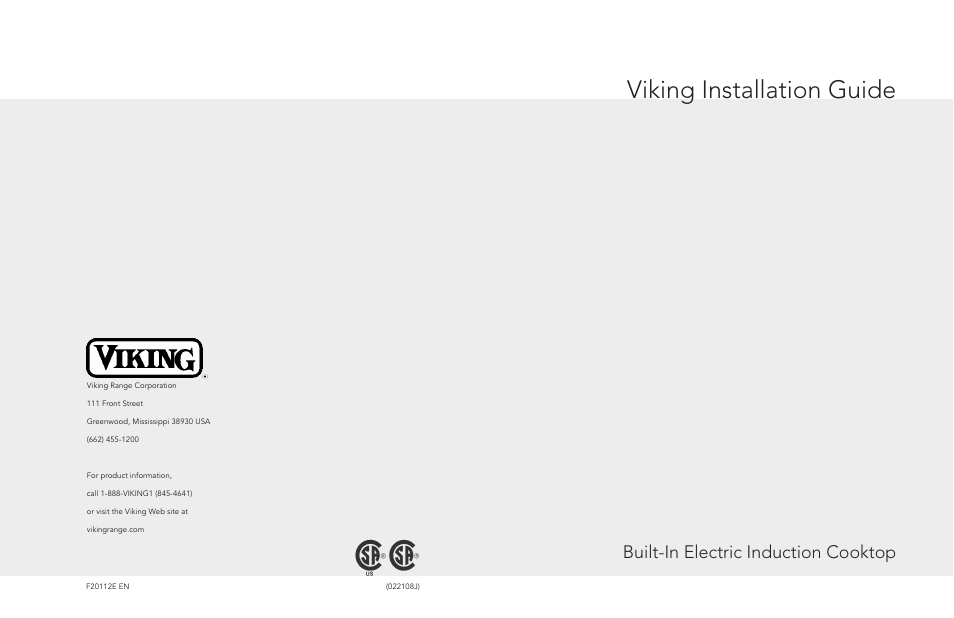 Viking F20112E User Manual | 6 pages