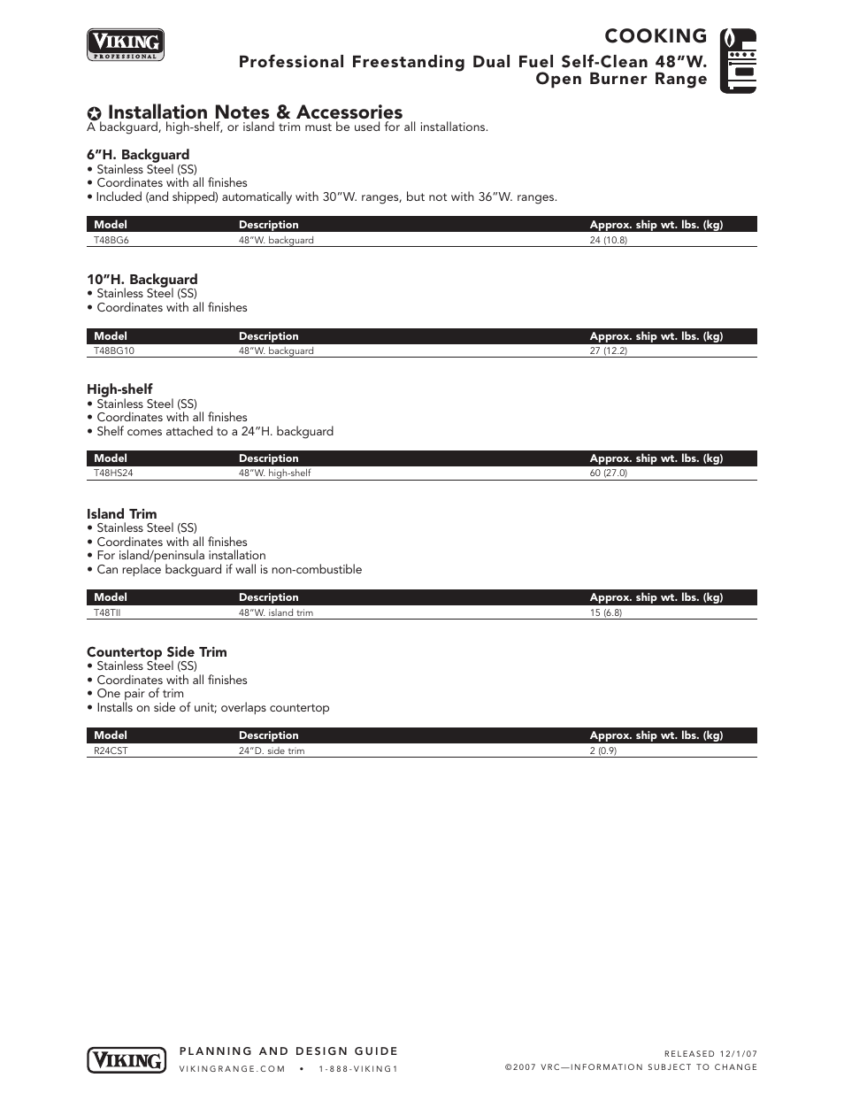 Cooking | Viking VDSC485-6G* User Manual | Page 5 / 6