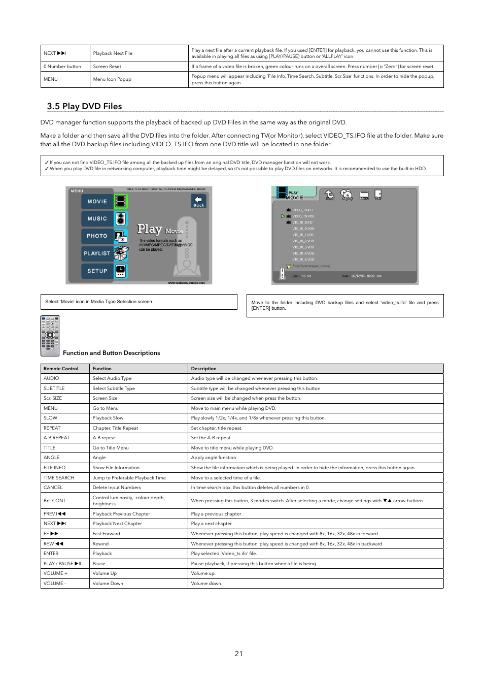 5 play dvd files | Verbatim MediaStation Network Multimedia Hard Drive User Manual | Page 21 / 27