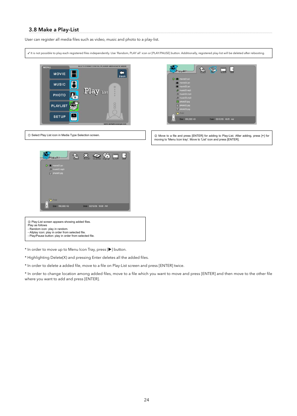 8 make a play-list | Verbatim MediaStation Network Multimedia Hard Drive User Manual | Page 24 / 27