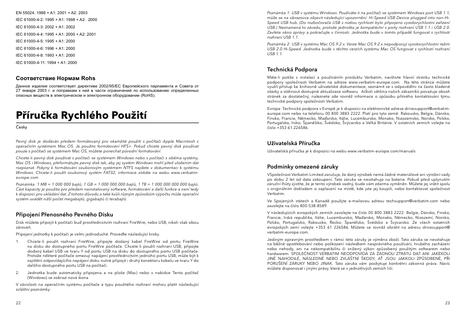 Příručka rychlého použití | Verbatim Portable Hard Drive Combo USB User Manual | Page 12 / 31