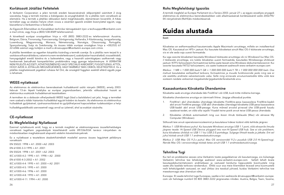 Kuidas alustada | Verbatim Portable Hard Drive Combo USB User Manual | Page 14 / 31
