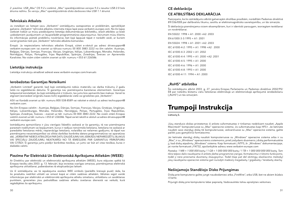 Trumpoji instrukcija | Verbatim Portable Hard Drive Combo USB User Manual | Page 16 / 31