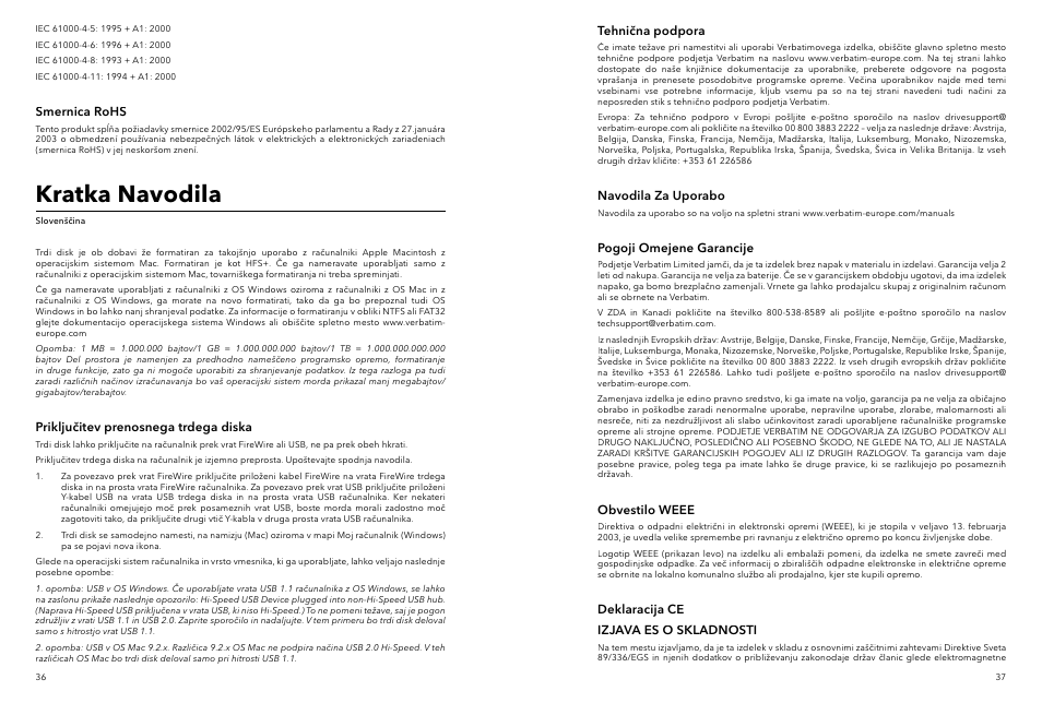 Kratka navodila | Verbatim Portable Hard Drive Combo USB User Manual | Page 19 / 31