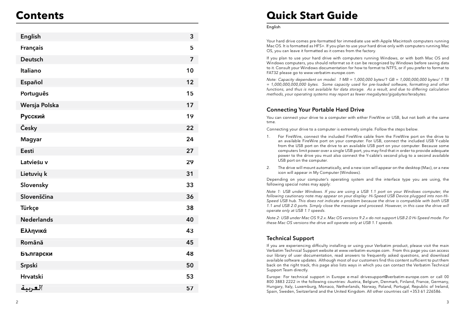 Verbatim Portable Hard Drive Combo USB User Manual | Page 2 / 31