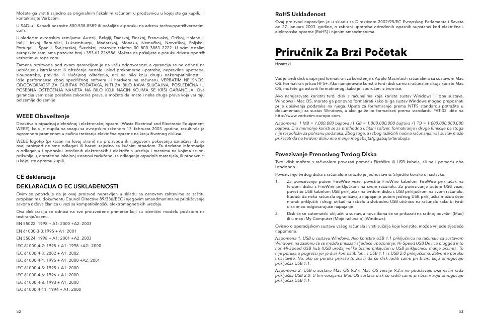 Priručnik za brzi početak | Verbatim Portable Hard Drive Combo USB User Manual | Page 27 / 31