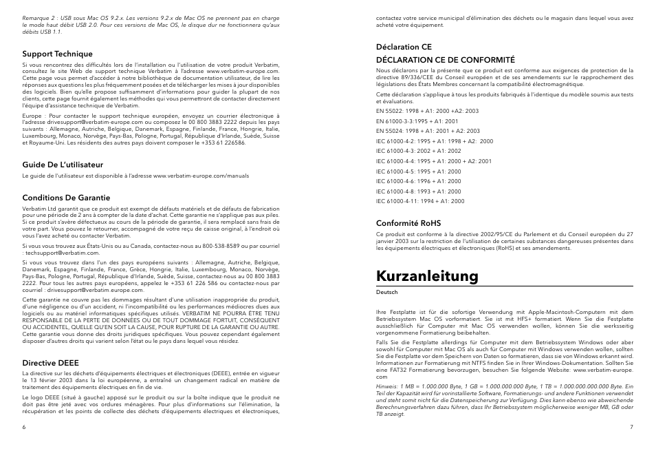 Kurzanleitung | Verbatim Portable Hard Drive Combo USB User Manual | Page 4 / 31