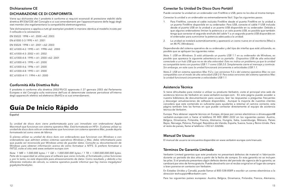 Guía de inicio rápido | Verbatim Portable Hard Drive Combo USB User Manual | Page 7 / 31