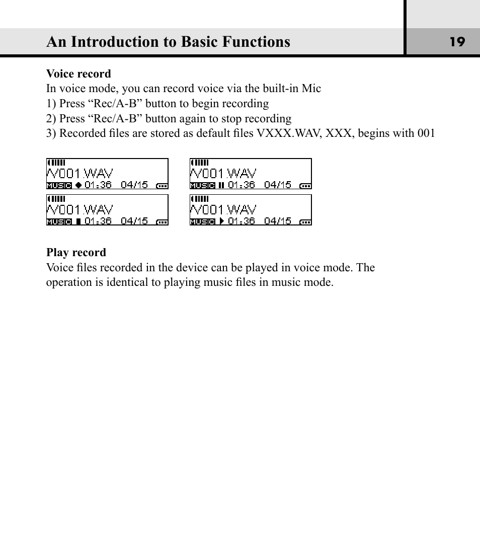 An introduction to basic functions | Verbatim Store 'n' Play VM-01 User Manual | Page 20 / 35
