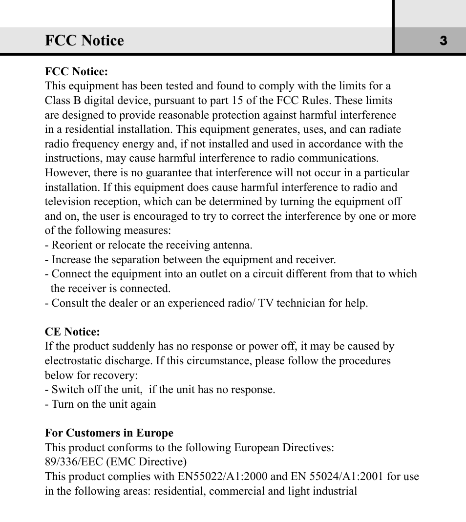 Fcc notice | Verbatim Store 'n' Play VM-01 User Manual | Page 4 / 35