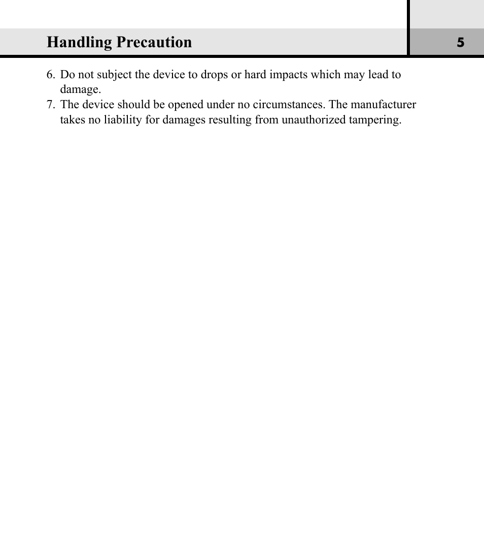 Handling precaution | Verbatim Store 'n' Play VM-01 User Manual | Page 6 / 35