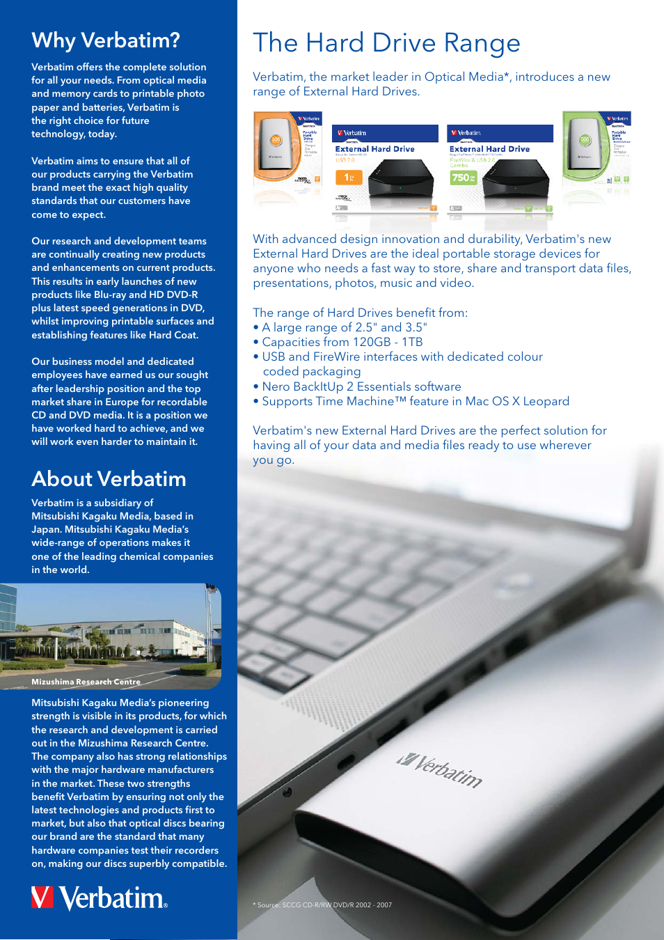 The hard drive range, Why verbatim, About verbatim | Verbatim External Hard Drive User Manual | Page 2 / 6