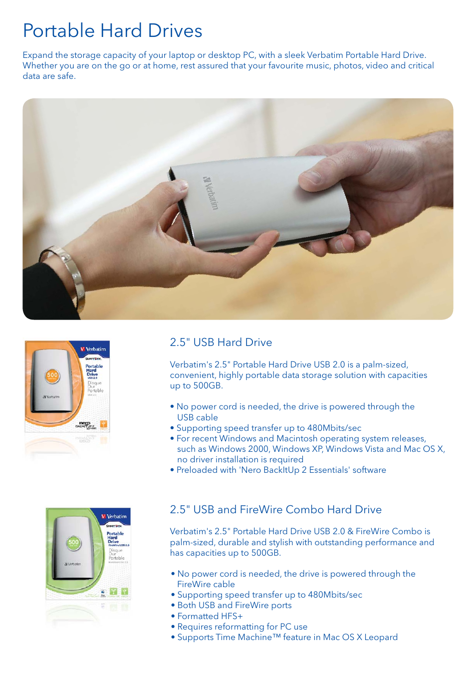 Portable hard drives | Verbatim External Hard Drive User Manual | Page 3 / 6