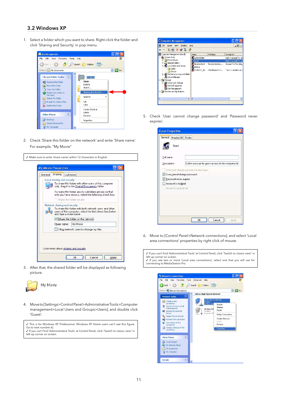 2 windows xp | Verbatim MediaStation Pro Wireless Network Multimedia Hard Drive User Manual | Page 11 / 33