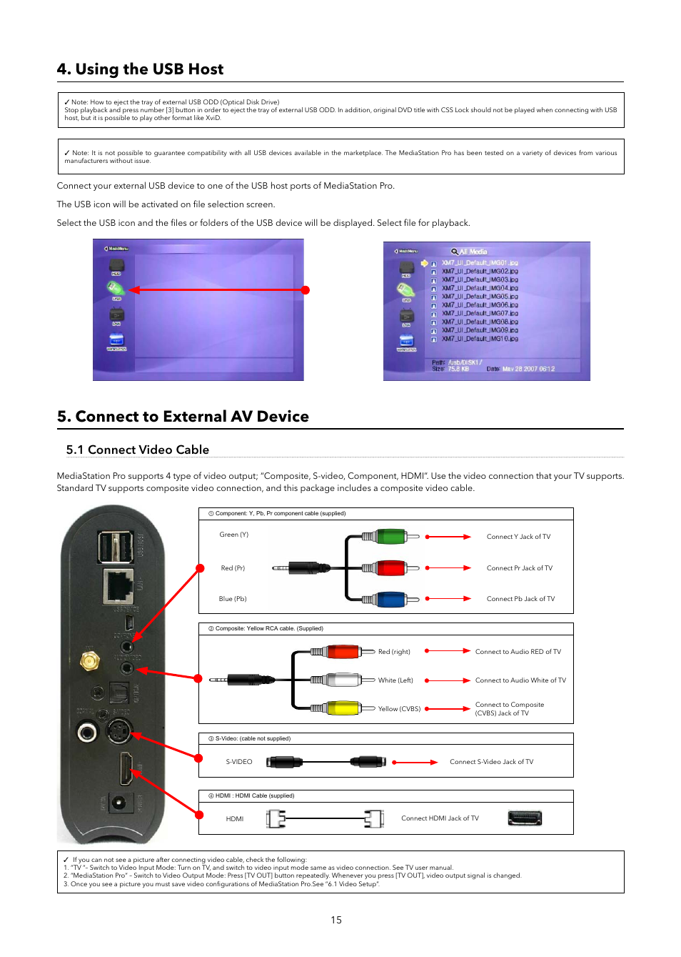 1 connect video cable | Verbatim MediaStation Pro Wireless Network Multimedia Hard Drive User Manual | Page 15 / 33