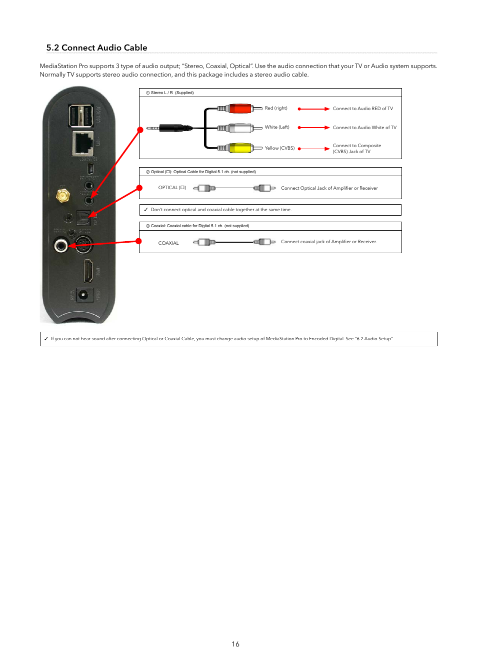 2 connect audio cable | Verbatim MediaStation Pro Wireless Network Multimedia Hard Drive User Manual | Page 16 / 33