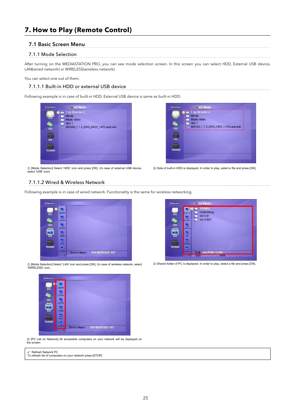 How to play (remote control), 1 basic screen menu | Verbatim MediaStation Pro Wireless Network Multimedia Hard Drive User Manual | Page 25 / 33