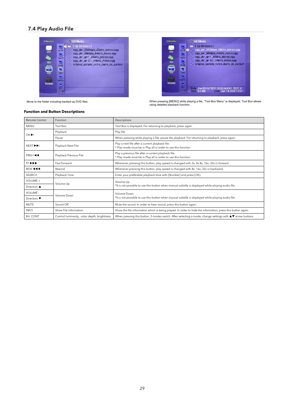4 play audio file | Verbatim MediaStation Pro Wireless Network Multimedia Hard Drive User Manual | Page 29 / 33