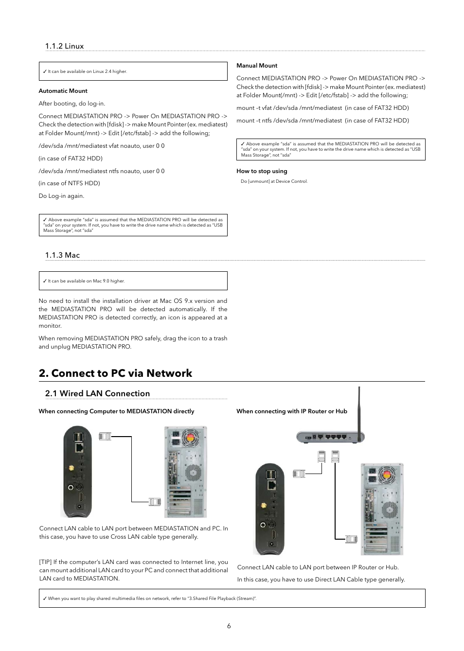 Connect to pc via network, 1 wired lan connection | Verbatim MediaStation Pro Wireless Network Multimedia Hard Drive User Manual | Page 6 / 33