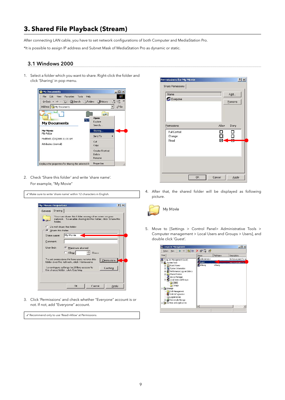 Shared file playback (stream) | Verbatim MediaStation Pro Wireless Network Multimedia Hard Drive User Manual | Page 9 / 33
