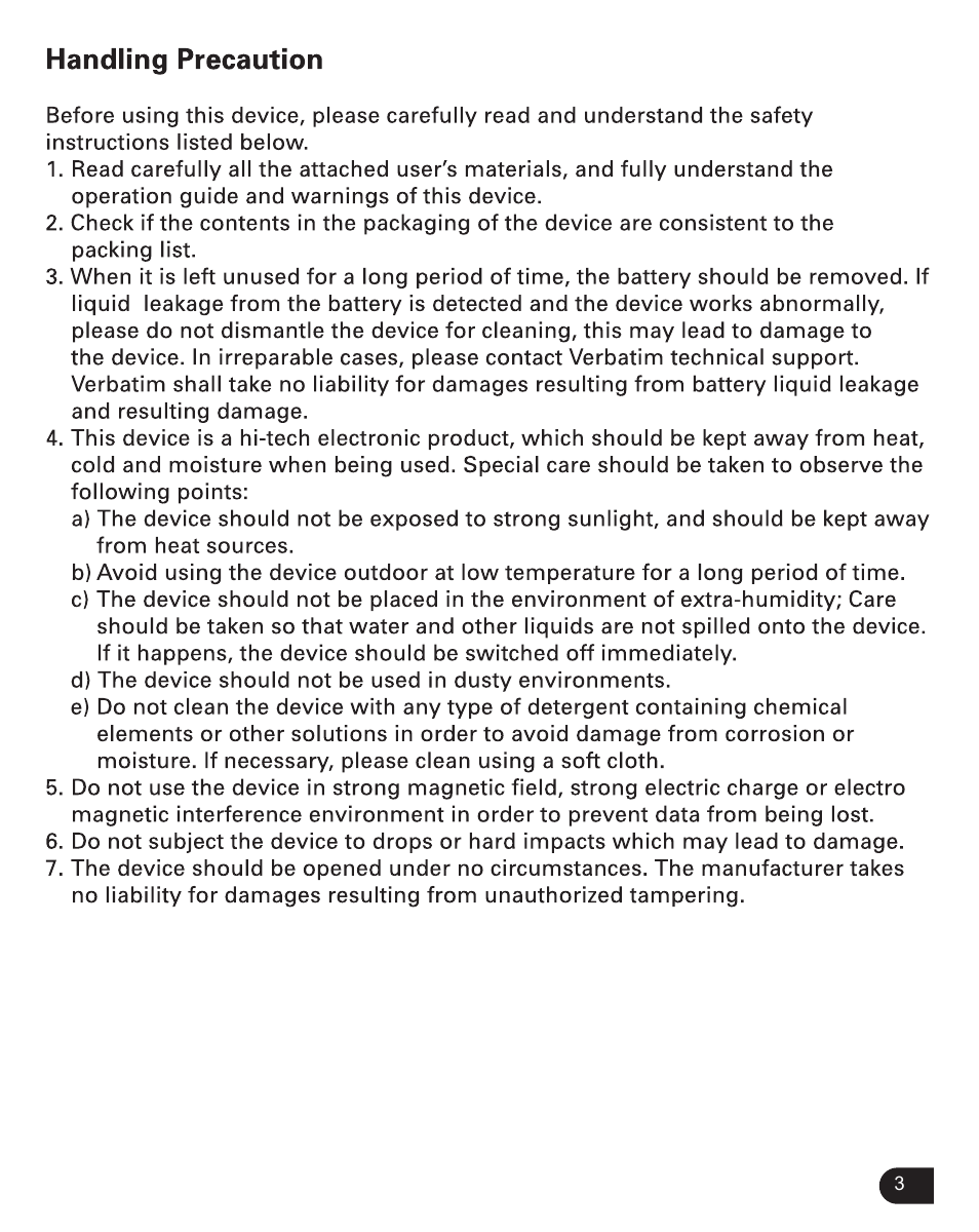 Verbatim Store 'n' Play VM-399 User Manual | Page 4 / 25