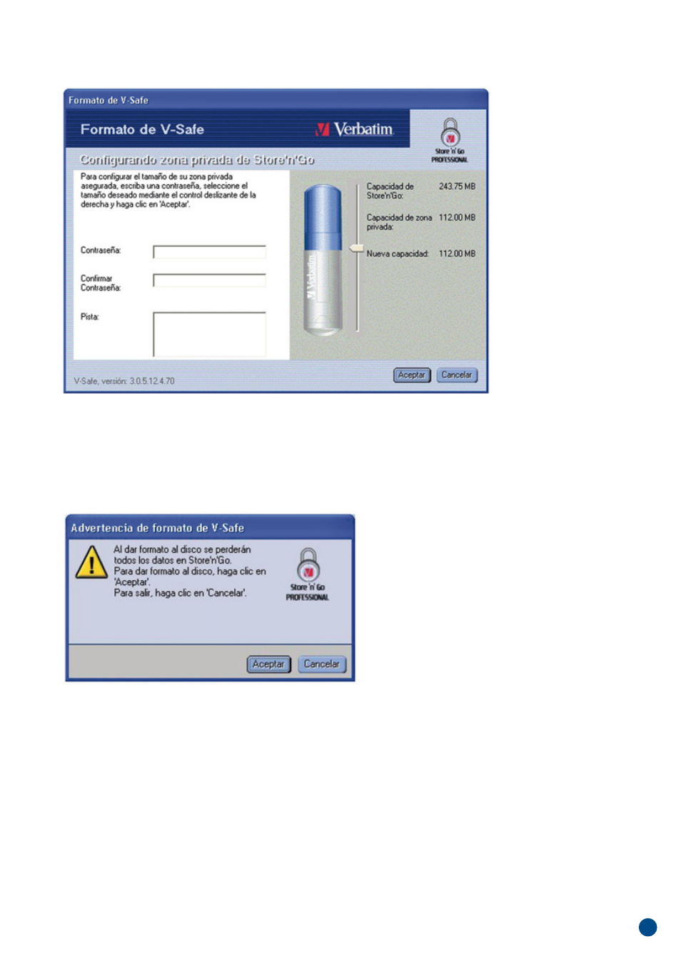 Esp añol | Verbatim Store'n'Go Professional V-Safe User Manual | Page 77 / 88