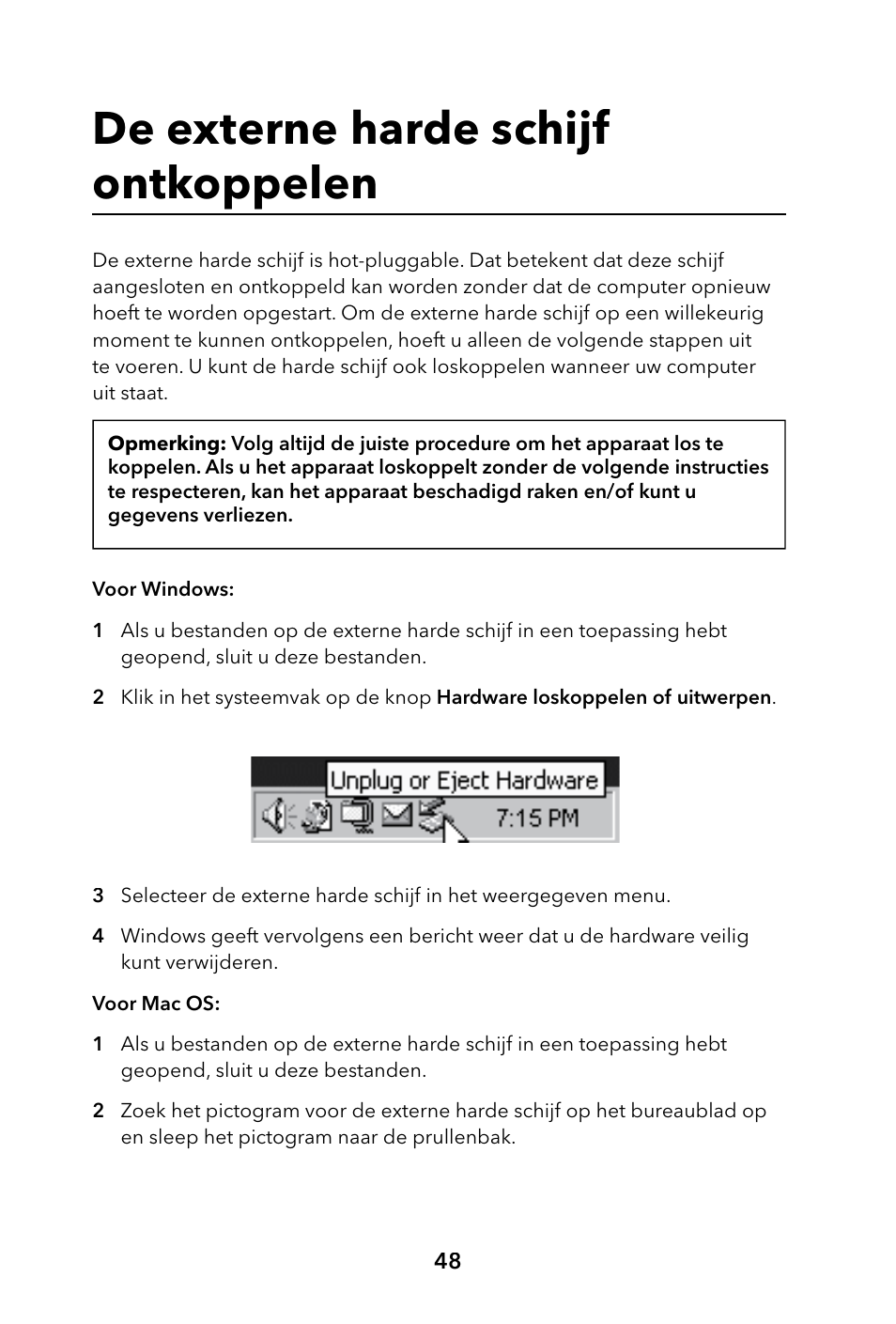 De externe harde schijf ontkoppelen | Verbatim Portable Hard Drive USB 2.0 User Manual | Page 48 / 53