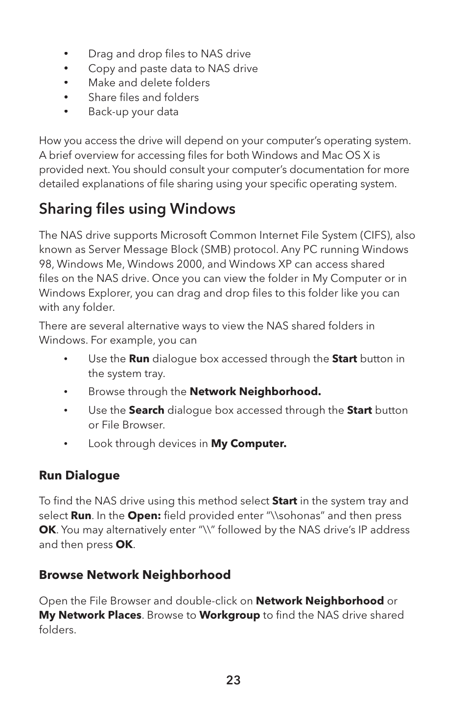 Sharing ﬁ les using windows | Verbatim External Hard Drive NAS User Manual | Page 23 / 44
