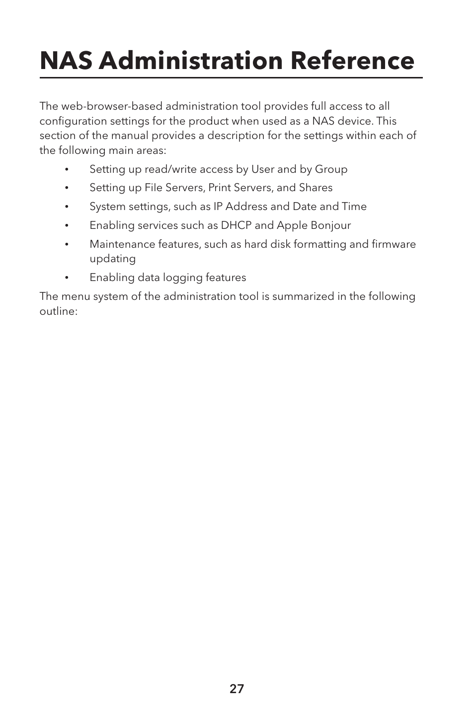 Nas administration reference | Verbatim External Hard Drive NAS User Manual | Page 27 / 44