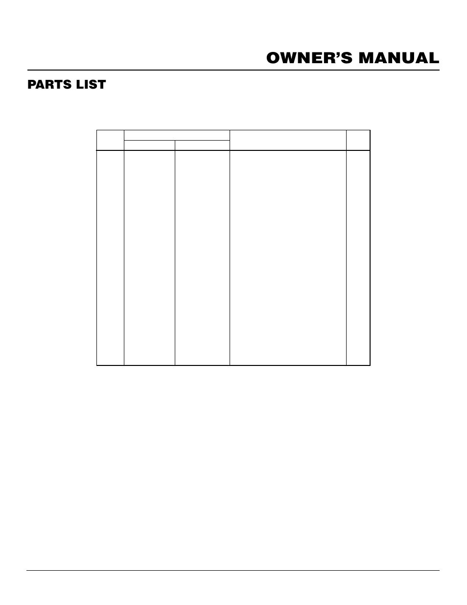 Owner’s manual, Parts list, Fb32ca nlfb32c | Vanguard Managed Solutions NLFB32NC User Manual | Page 17 / 18