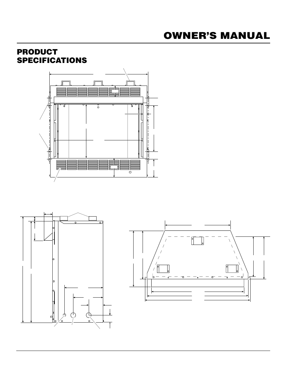 Owner’s manual, Product specifications, Figure 2 - firebox side view gas line access | Is depth of flat floor including brick liner | Vanguard Managed Solutions NLFB32NC User Manual | Page 3 / 18