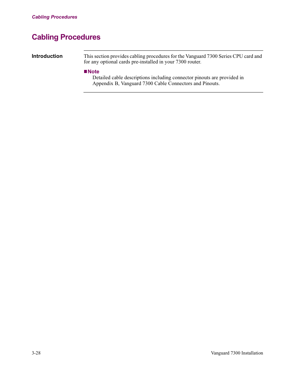 Cabling procedures, Cabling procedures o | Vanguard Managed Solutions Vanguard 7300 Series User Manual | Page 102 / 227