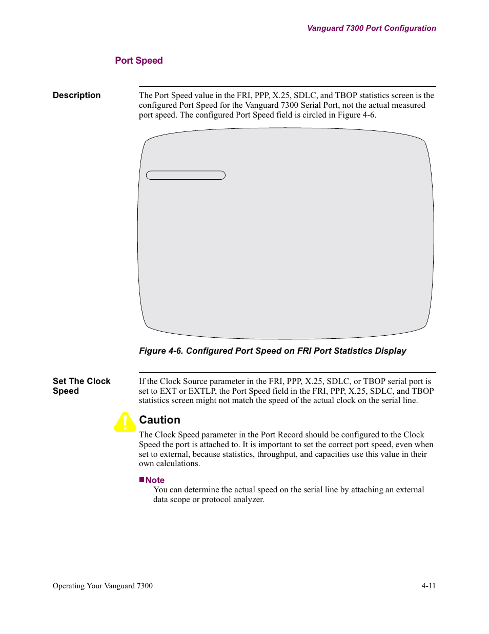 Port speed, Caution | Vanguard Managed Solutions Vanguard 7300 Series User Manual | Page 121 / 227