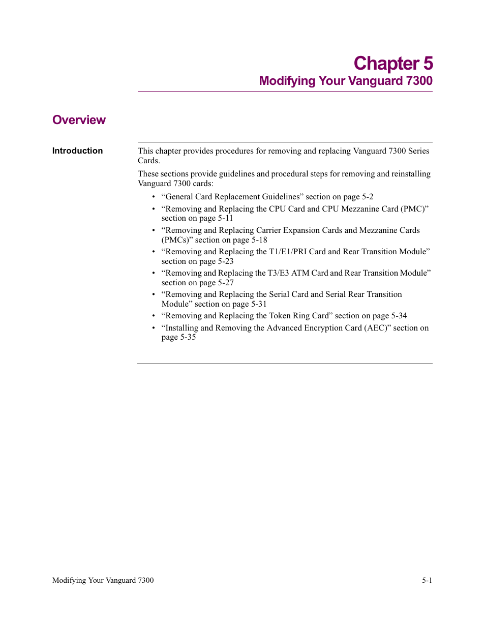 Chapter 5. modifying your vanguard 7300, Chapter 5, modifying your vanguard 7300, In chapter 5) | Chapter 5, Modifying your vanguard 7300 overview | Vanguard Managed Solutions Vanguard 7300 Series User Manual | Page 139 / 227